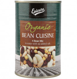 Epicure Organic Bean Cuisine 4 Bean Mix In Water With No Added Salt  Tin  400 grams